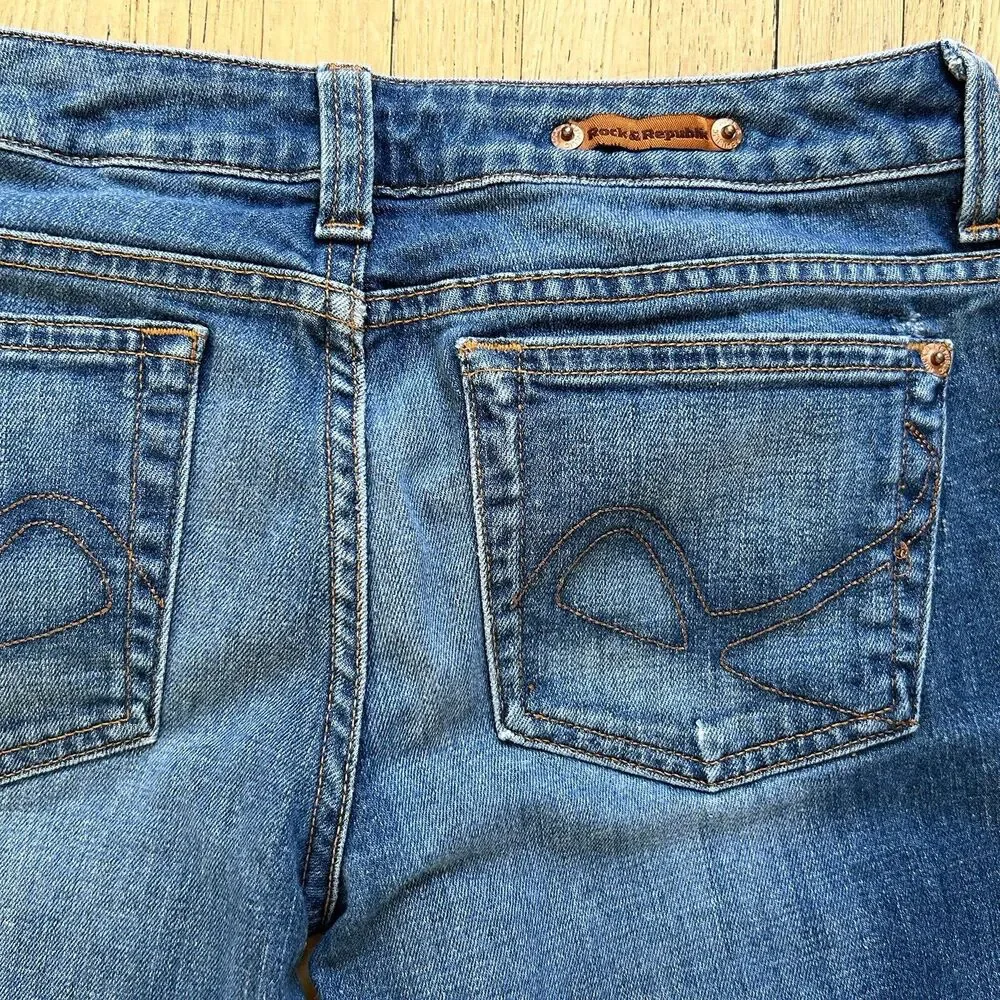 Y2k Rock and Republic Crop Jeans Wide Leg Low Rise Women 30x21